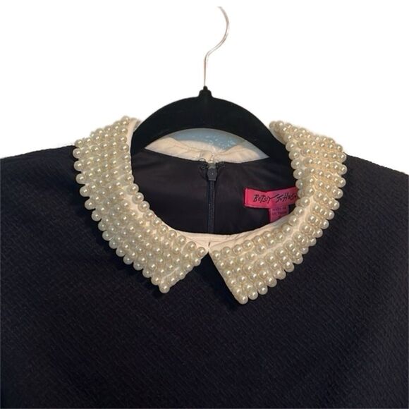 Betsy Johnson Navy Pearl Collared Fit & Flare Dress - Picture 10 of 14